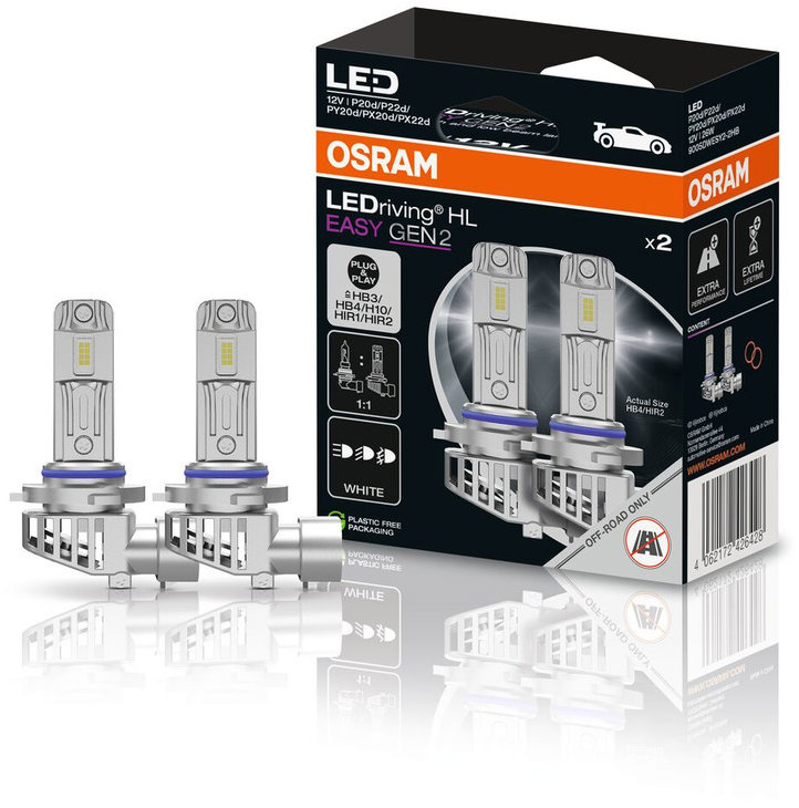OSRAM žiarovka LEDriving HL EASY GEN 2, HB3/HIR1/H10/HB4/HIR2, 6500 K, 2 ks