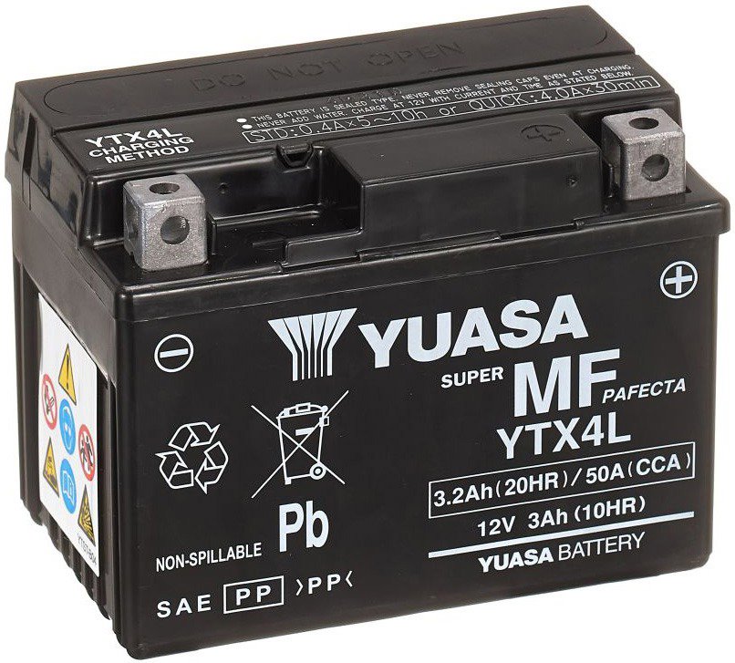 YUASA YTX4L, 12 V, 3.2 Ah, 50 A, GEL