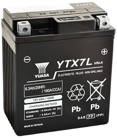 YUASA YTX7L, 12 V, 6 Ah, 100 A, GEL