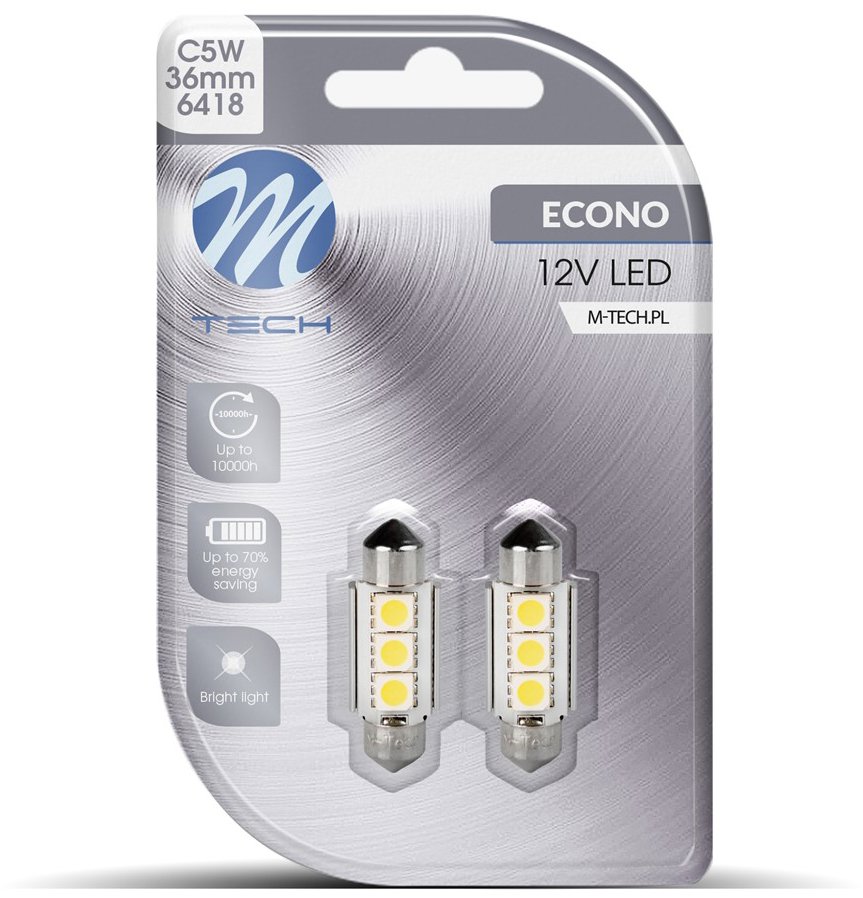 M-Tech C5W 36 mm 3 LED biele 2 ks