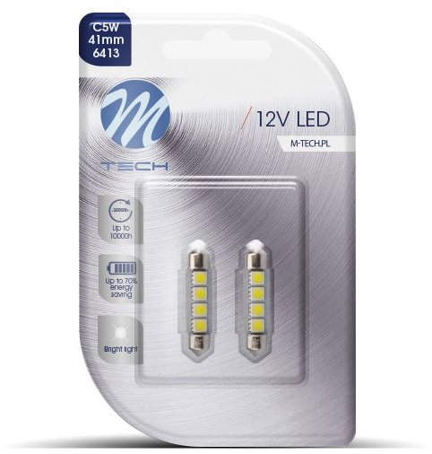 M-Tech C5W 41 mm 4 LED biele 2 ks