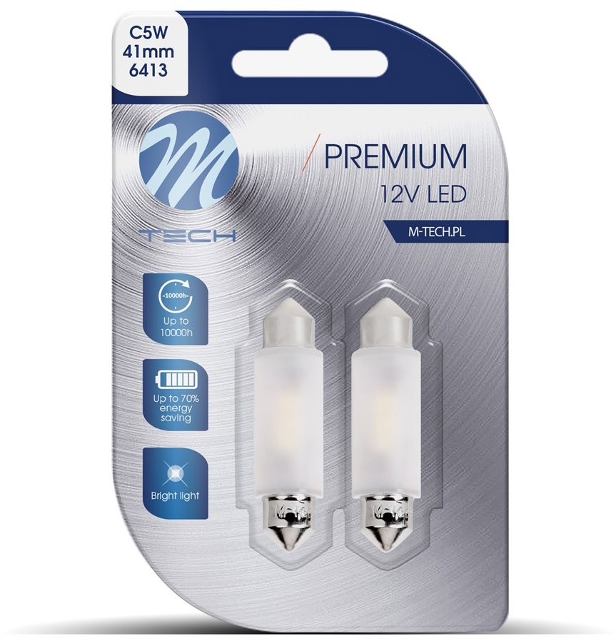 M-Tech PREMIUM C5W 41 mm 2 LED biele 2 ks