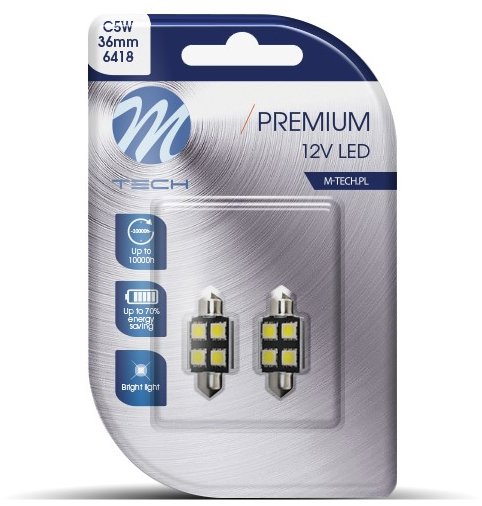 M-Tech PREMIUM C5W 36 mm 4 LED biele 2 ks
