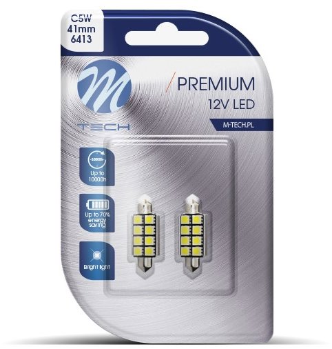 M-Tech PREMIUM C5W 41 mm 8 LED biele 2 ks