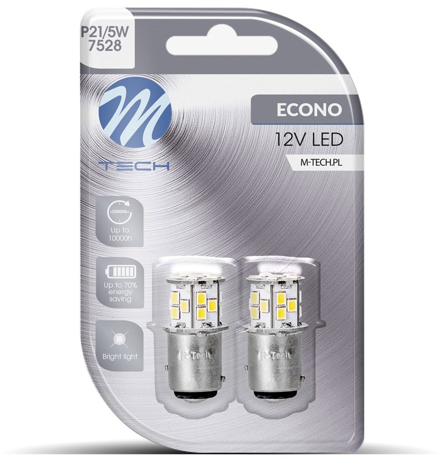 M-Tech BAY15d P21/5W 21 LED biele 2 ks