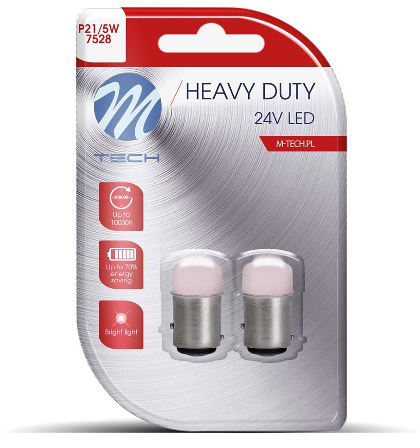 M-Tech HEAVY DUTY BAY15d P21/5W 9 LED 12 V 5 mm červené 2 ks