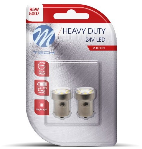 M-Tech HEAVY DUTY BA15s R5W 24 V 8 LED biele 2 ks