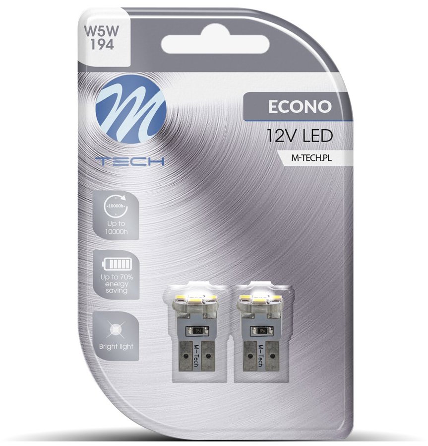 M-Tech W5W W2.1x9.5d 4 LED biele 2 ks, LB069W