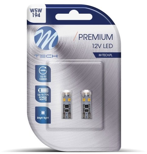 M-Tech PREMIUM CANBUS W5W W2.1x9.5d 8 LED biele 2 ks