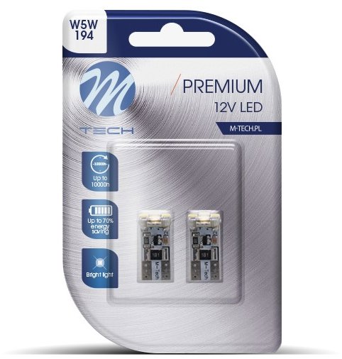 M-Tech PREMIUM CANBUS W5W W2.1x9.5d 4 LED biele 2 ks