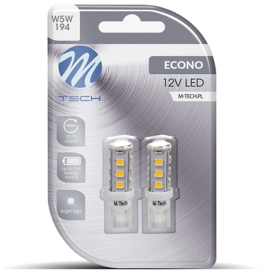 M-Tech W5W W2.1x9.5d 16 LED biele 2 ks