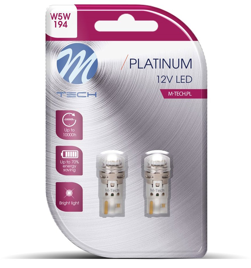 M-Tech W5W W2.1x9.5d 4 LED biele 1 ks