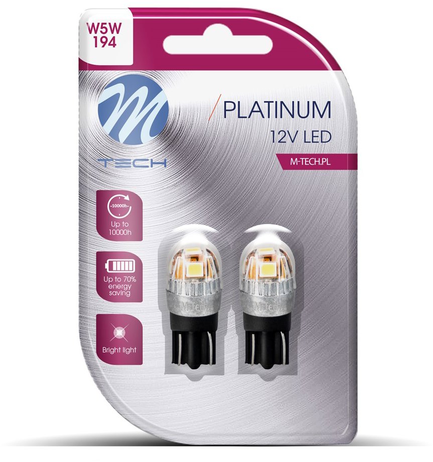 M-Tech W5W W2.1x9.5d 5 LED biele 2 ks