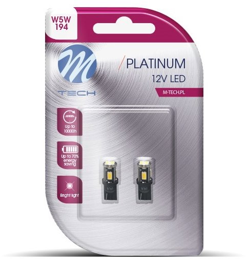 M-Tech W5W W2.1x9.5d 6 LED biele 2 ks