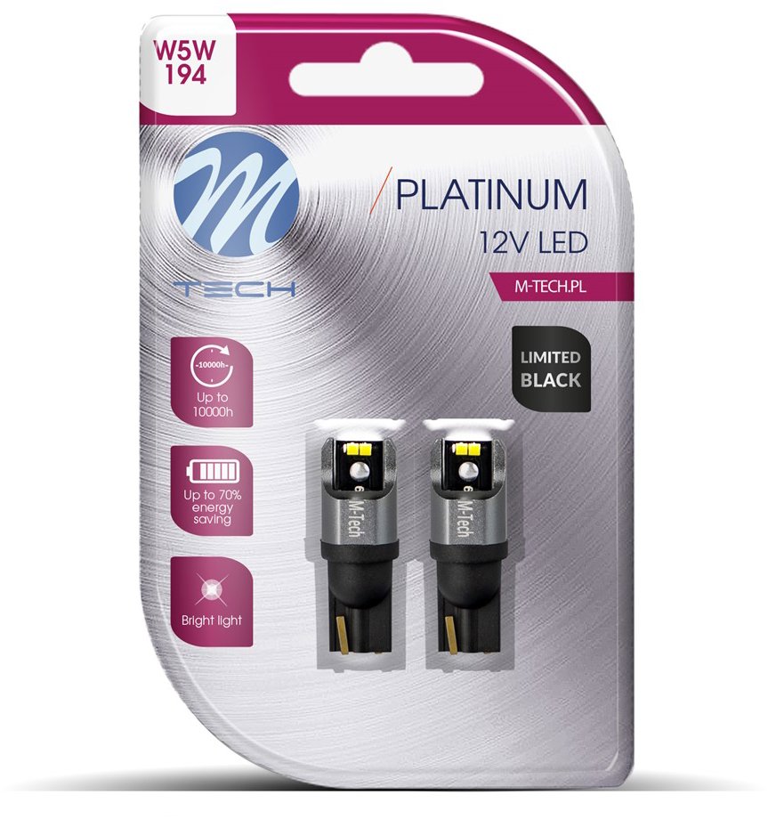 M-Tech W5W W2.1x9.5d 4 LED biele 2 ks