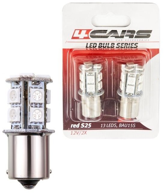 4Cars LED žiarovky 13 LED 12 V S25-5050SMD BAU15S red 2 ks