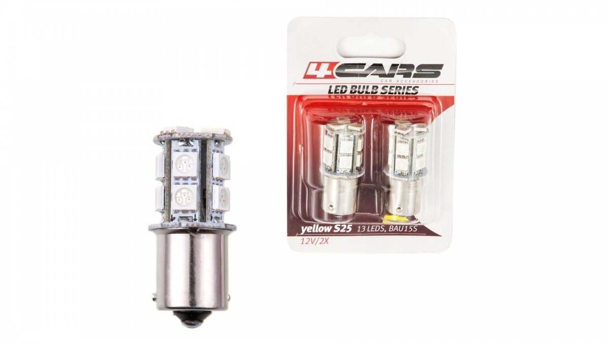 4Cars LED žiarovky 13 LED 12 V S25-5050SMD BAU15S orange 2 ks