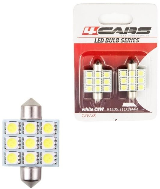 4Cars LED žiarovky 9 LED 12 V Festoon 5050SMD T11 × 36 mm 2 ks
