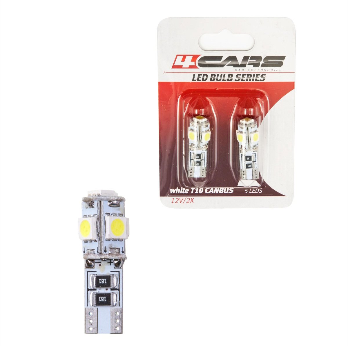4Cars LED žiarovky 5 LED 12 V CANBUS 5050SMD T10 white 2 ks
