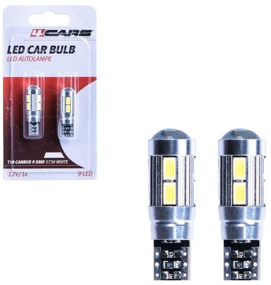 4Cars LED žiarovky HQ T10 CANBUS 9SMD 5730 white 2 ks