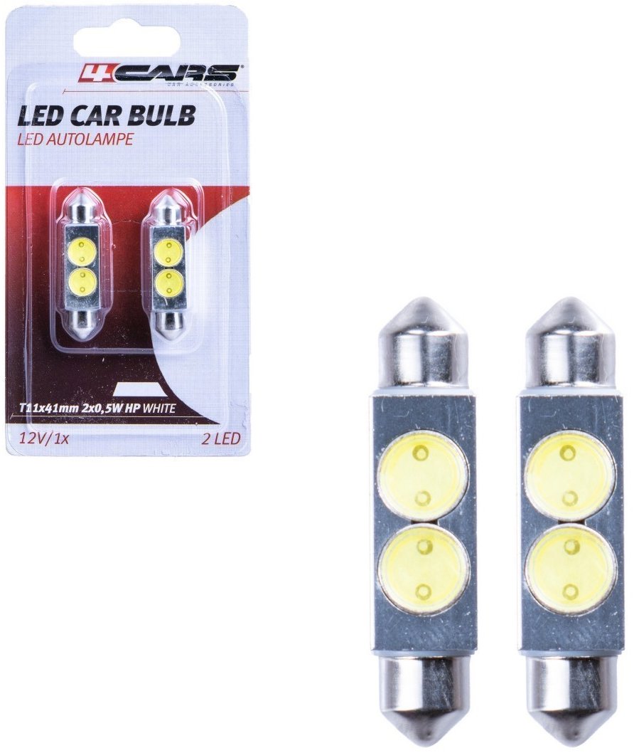 4Cars LED žiarovky HQ T11x41MM 2X0.5W HP white 2 ks