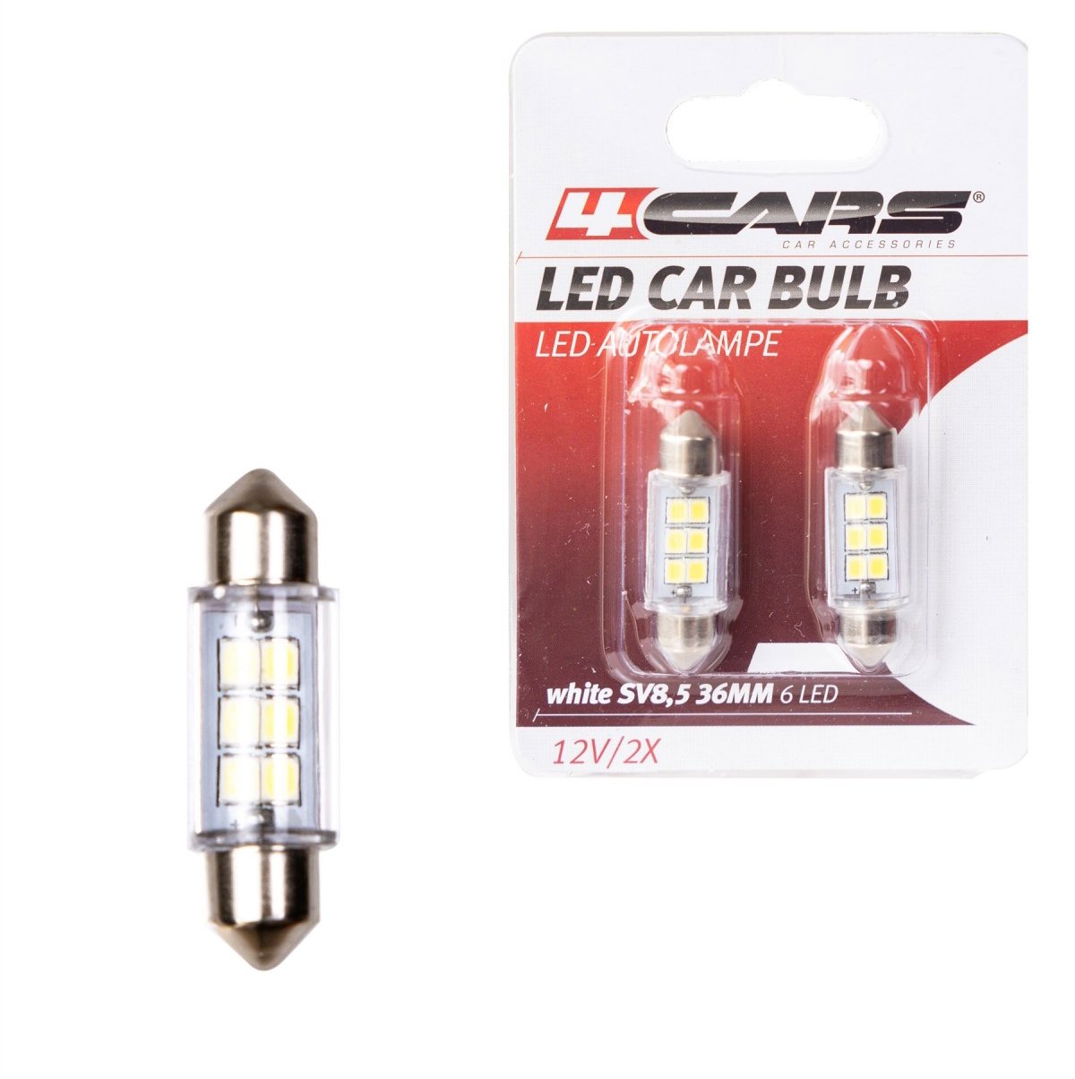 4Cars LED žiarovky 6 LED 12 V SV8,5 36 mm 2 ks