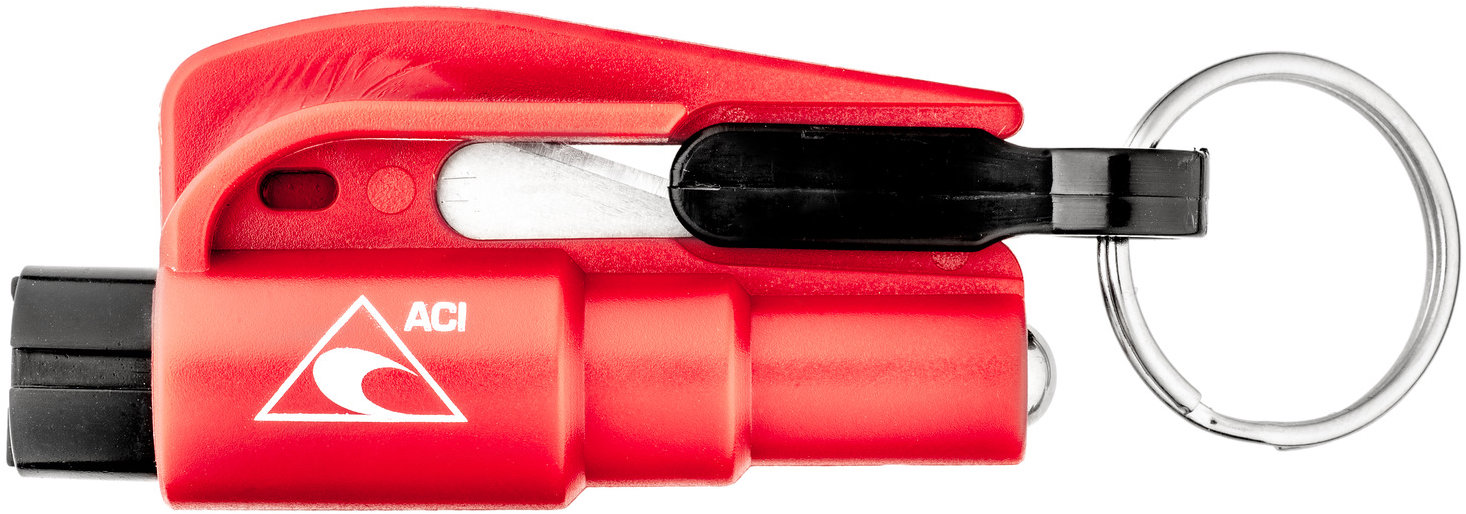 ACI bezpečnostný prívesok s rezákom pásov a rozbíjačom skla