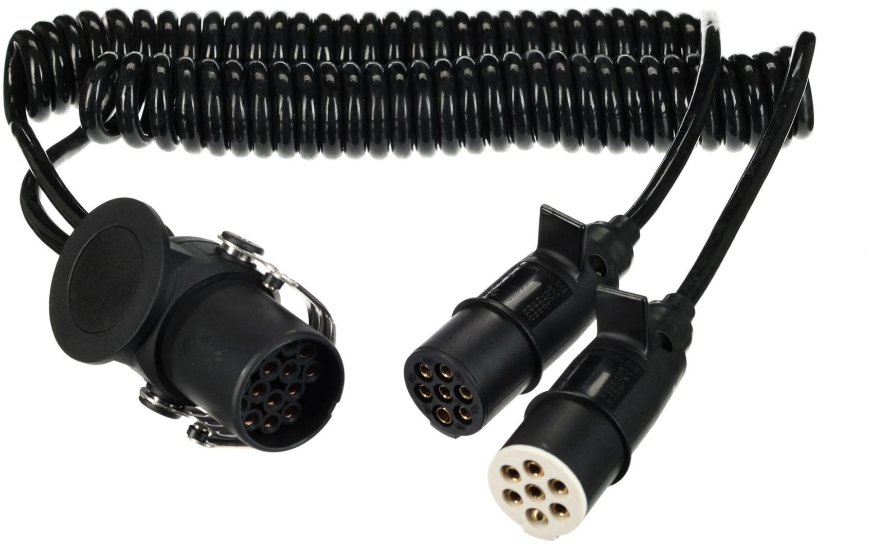 SIXTOL Trailer Cable 9 prepojovací špirálový adaptér z 15-pin na 2 × 7-pin zástrčku (S + N), 24 V, 3,5 m