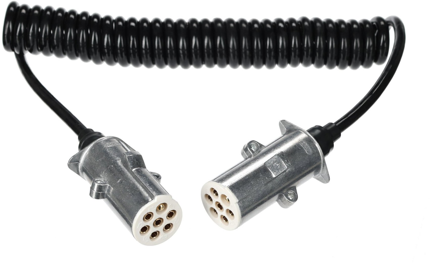 SIXTOL Trailer Cable 12 Prepojovací špirálový kábel 7-pin typ S, kovová zástrčka, 24 V, 3,5 m