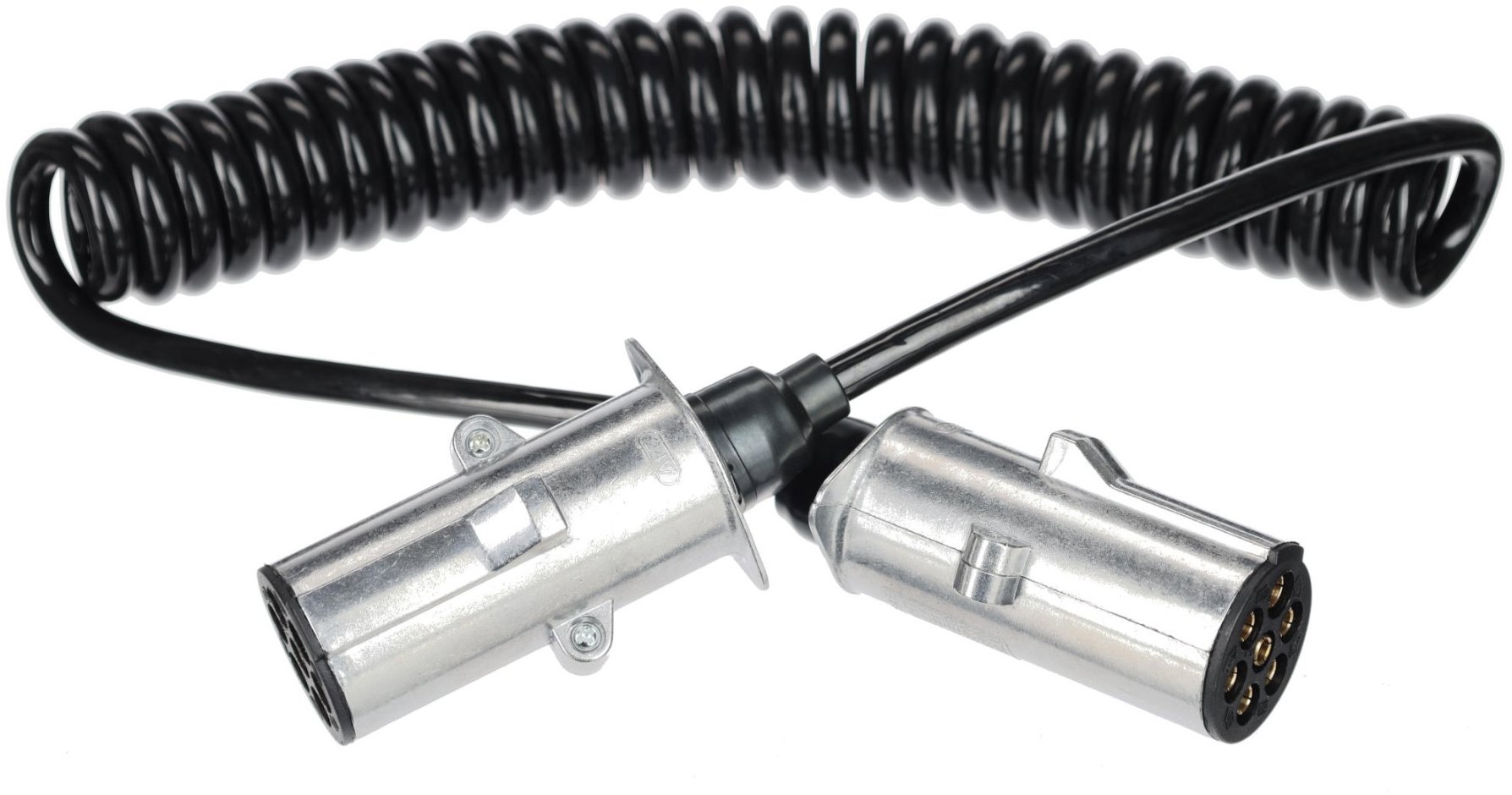 SIXTOL Trailer Cable 13 Prepojovací špirálový kábel 7-pin typ N, kovová zástrčka, 24 V, 3,5 m