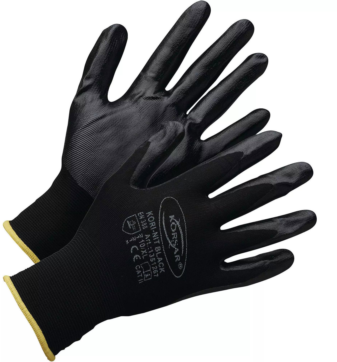 Korsar Pracovné rukavice Kori-Nit čierne polyester, 12 párov, veľkosť 11