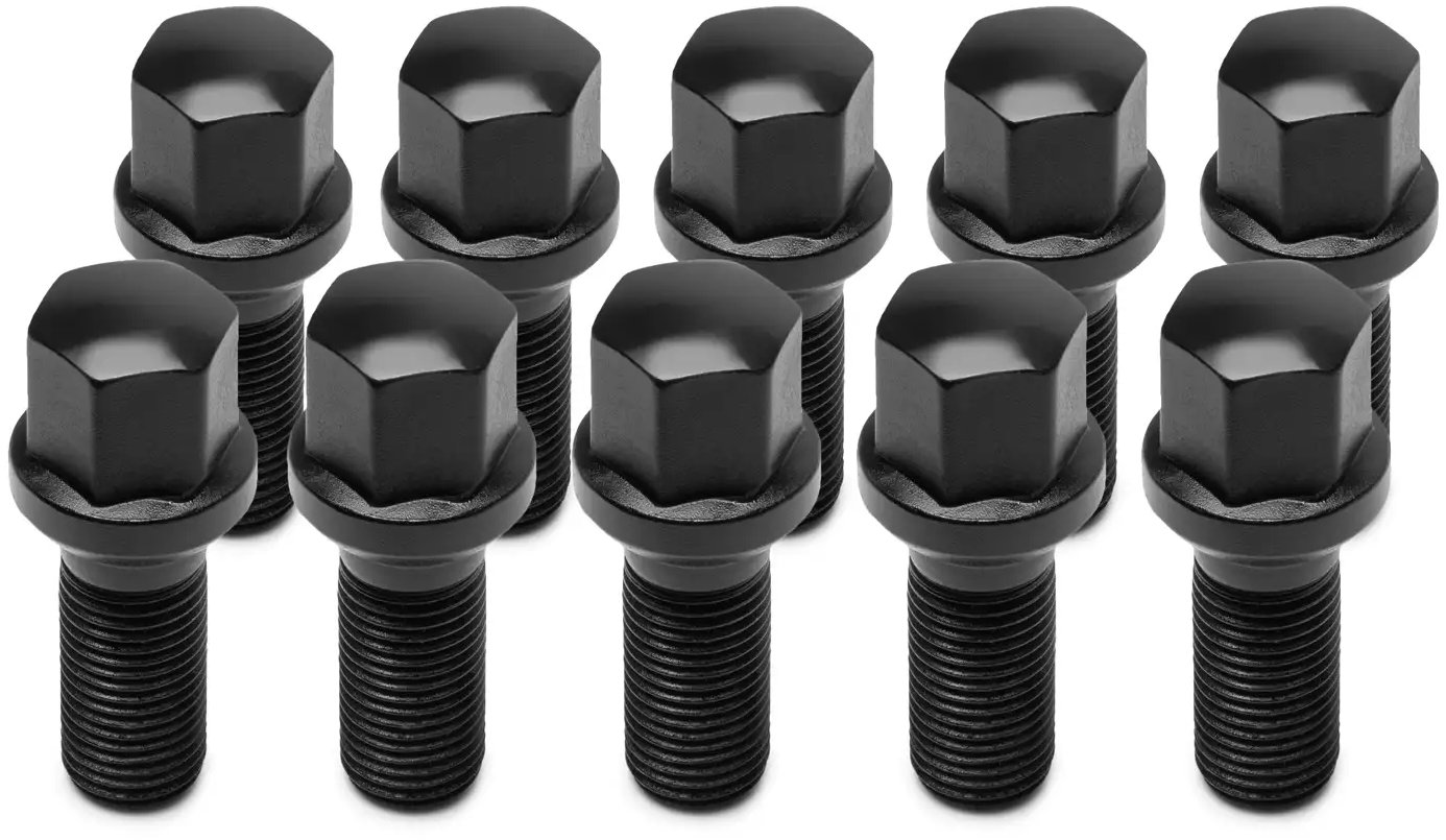 TPI kolesové skrutky (10 ks), guľová plocha R13, šesťhran 17 mm, M14 × 1,5, 45 mm, farba čierna