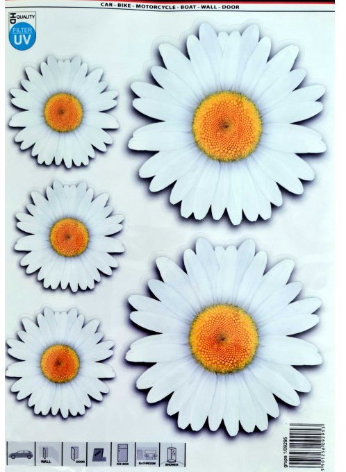 PREXIM Samolepiace dekory margaréty 2 × 14 × 14 cm, 3 × 8 × 8 cm