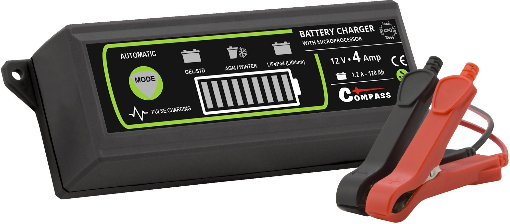 COMPASS - Nabíjačka akumulátorov s mikroprocesorom, 4 A 12 V PB/GEL max. 120 Ah