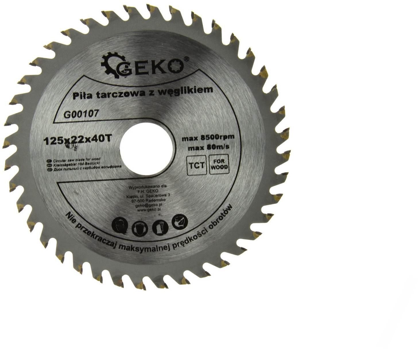 GEKO - Kotúč pílový vídiový, 125 x 22 x 40 T