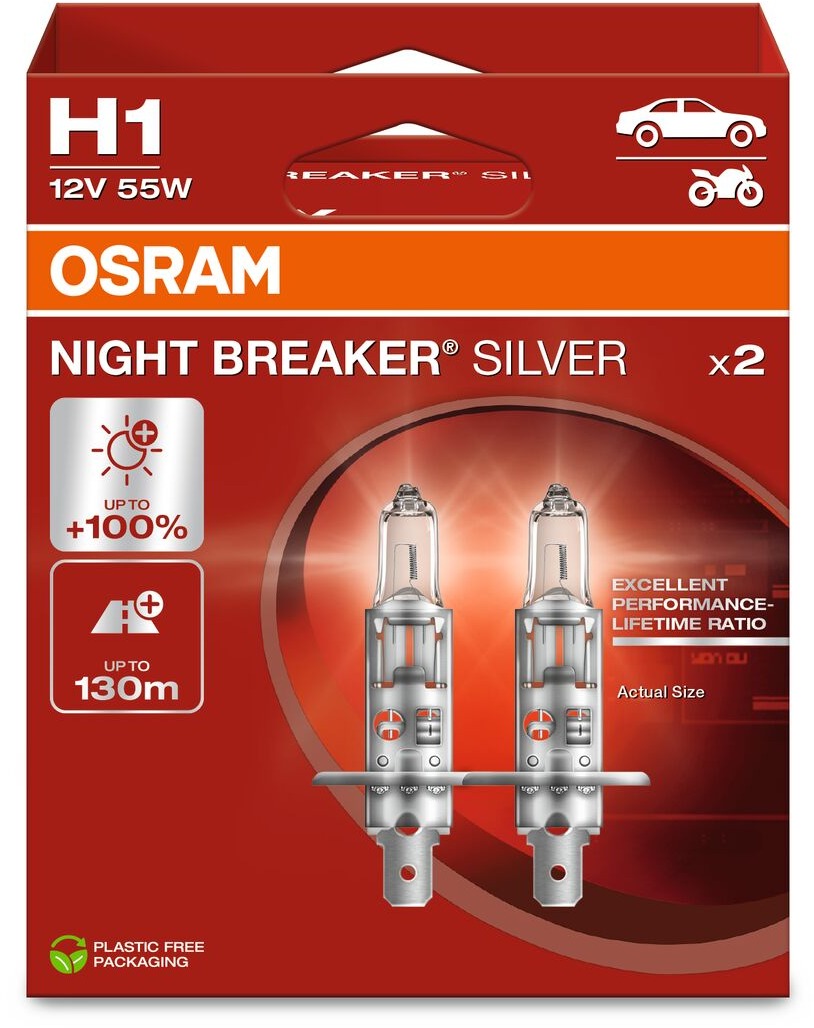 OSRAM H1 Night Breaker SILVER + 100 %, 2 ks
