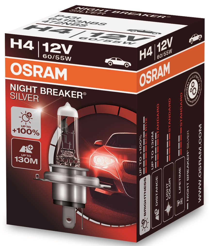 OSRAM H4 Night Breaker SILVER + 100 %