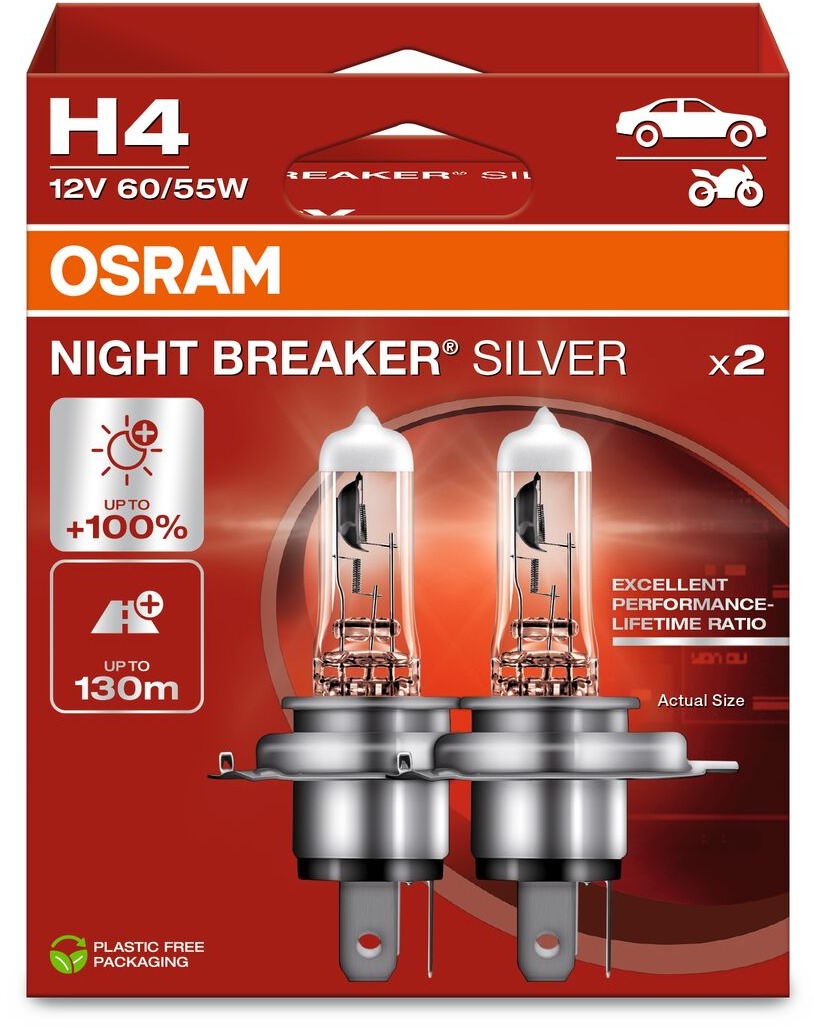 OSRAM H4 Night Breaker SILVER + 100 %, 2 ks