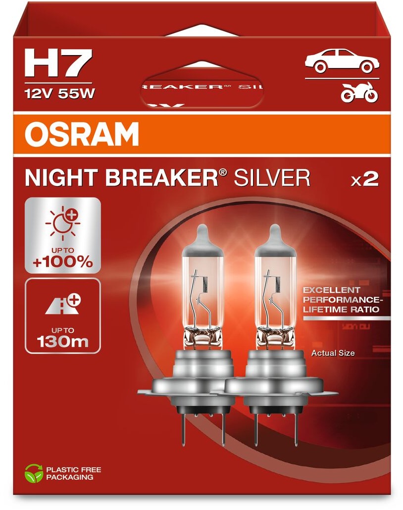 OSRAM H7 Night Breaker SILVER + 100 %, 2 ks