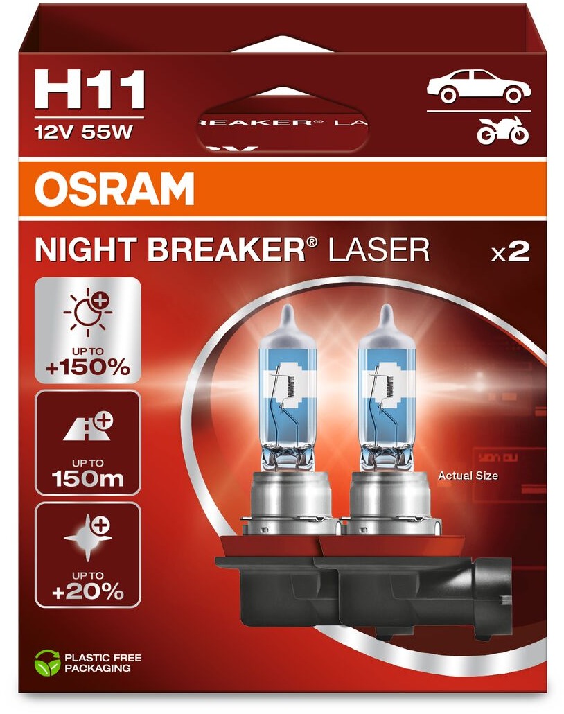 OSRAM H11 Night Breaker Laser Next Generation + 150 %, 2 ks