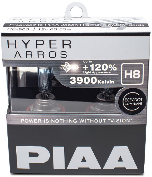 PIAA Hyper Arros 3900K H8 + 120 % zvýšený jas, 2 ks