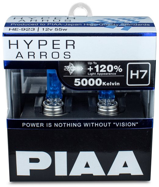 PIAA Hyper Arros 5000K H7 + 120%, jasne biele svetlo s teplotou 5000K, 2 ks