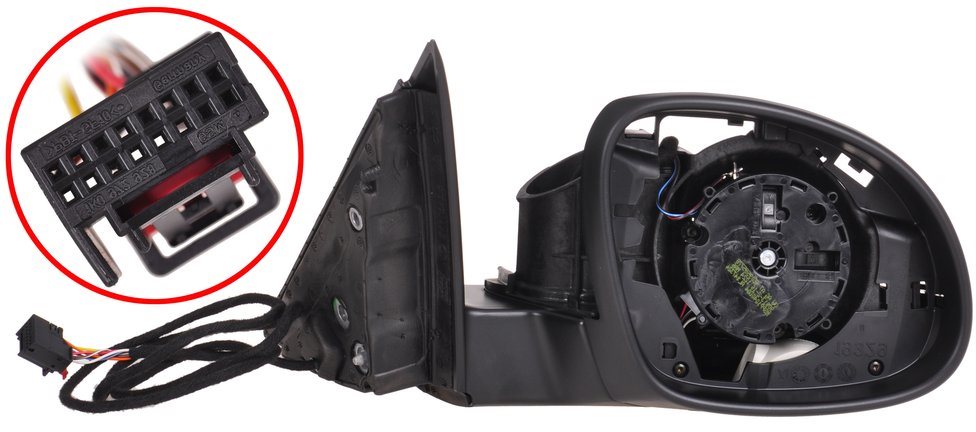 Vnútorná časť elektricky ovládaného a vyhrievaného spätného zrkadla na Škoda YETI