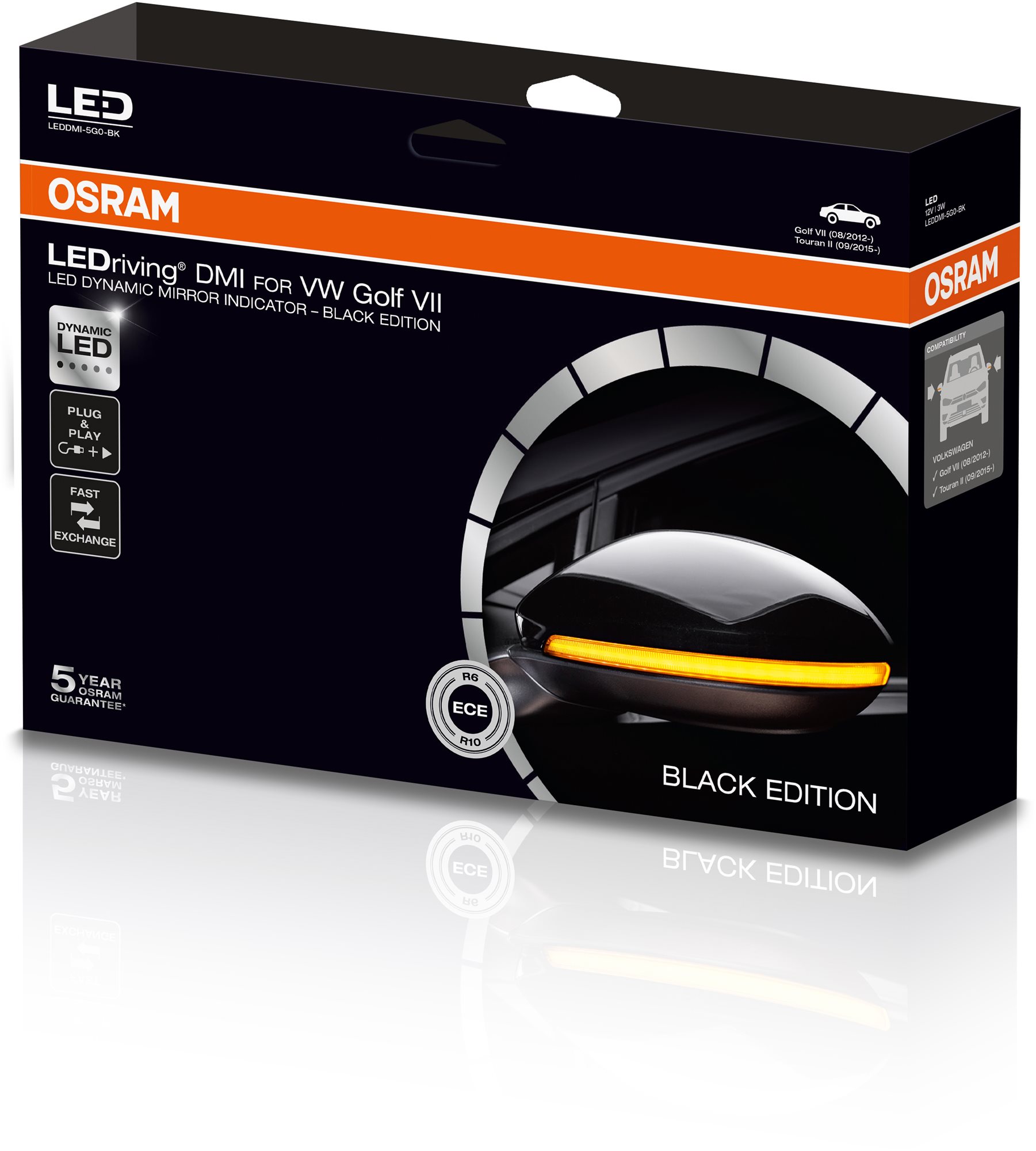 OSRAM LEDriving Dynamic blinker tmavý pre VW Golf VII, Touran II