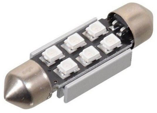 Žiarovka 6 SMD LED 12V suf. SV8.5 38 mm s rezistorom CAN-BUS modrá