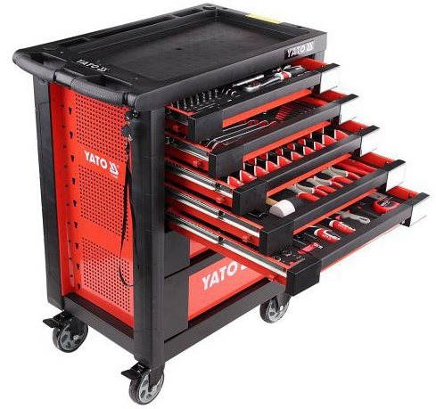 YATO Skrinka dielenská pojazdná s náradím (211 ks) 7 zásuviek
