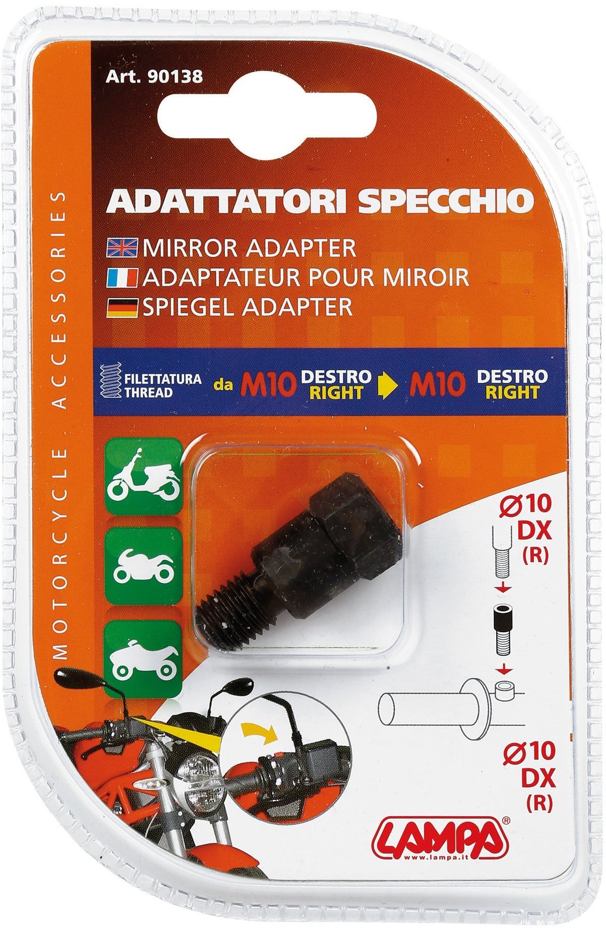 LAMPA Redukcia závitu zrkadla M10/1,25 R na M10/1,25 R