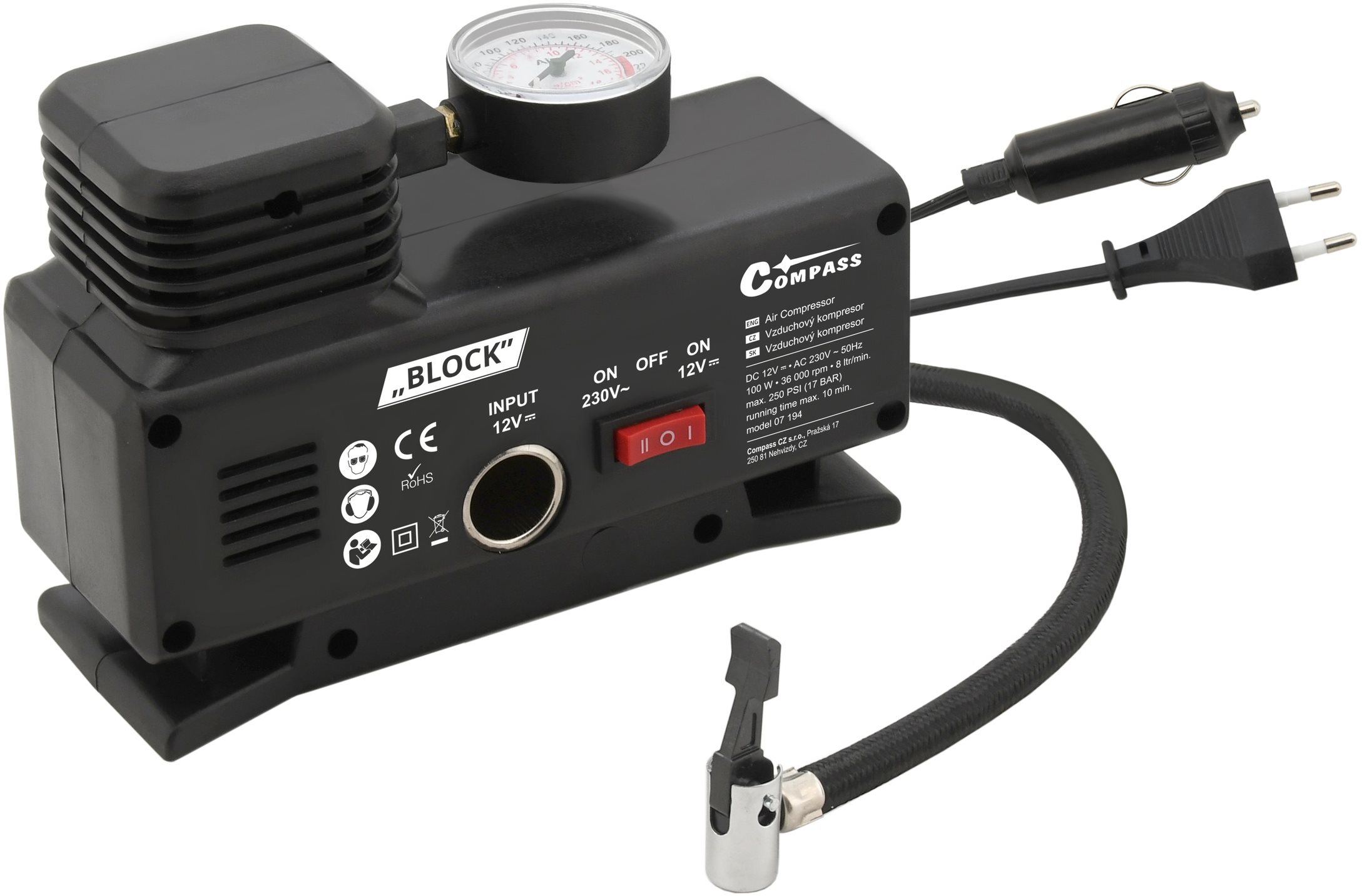 COMPASS kompresor 12/230 V BLOCK TÜV/GS