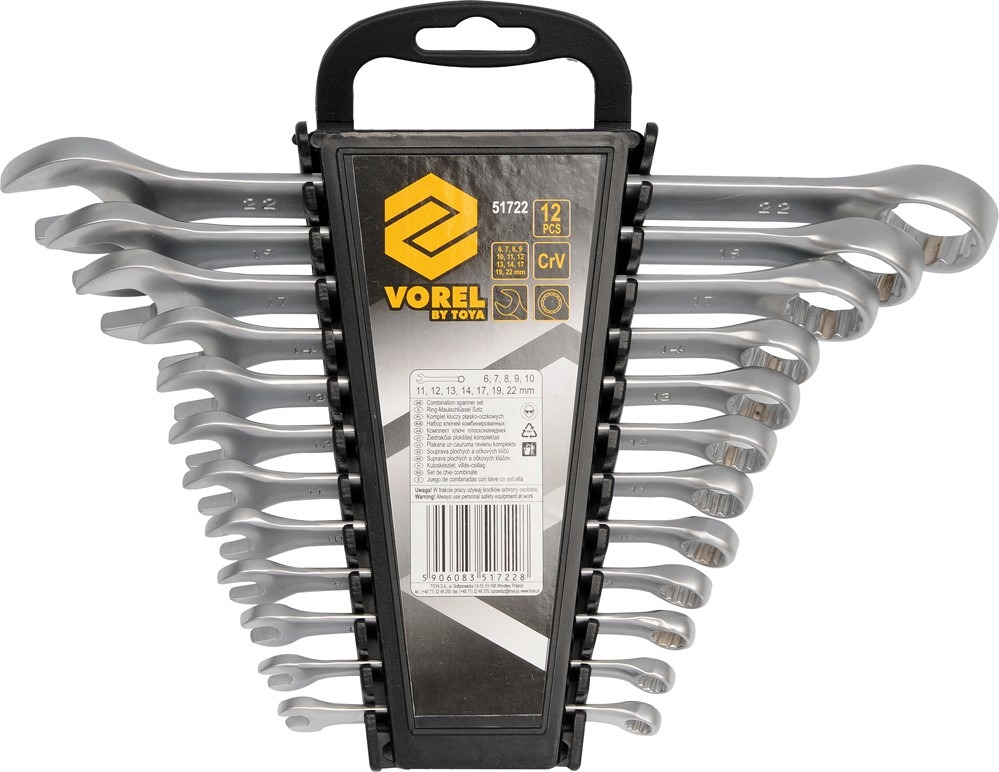 VOREL Kľúče očkoploché 6 – 22 mm v sade TO-51722