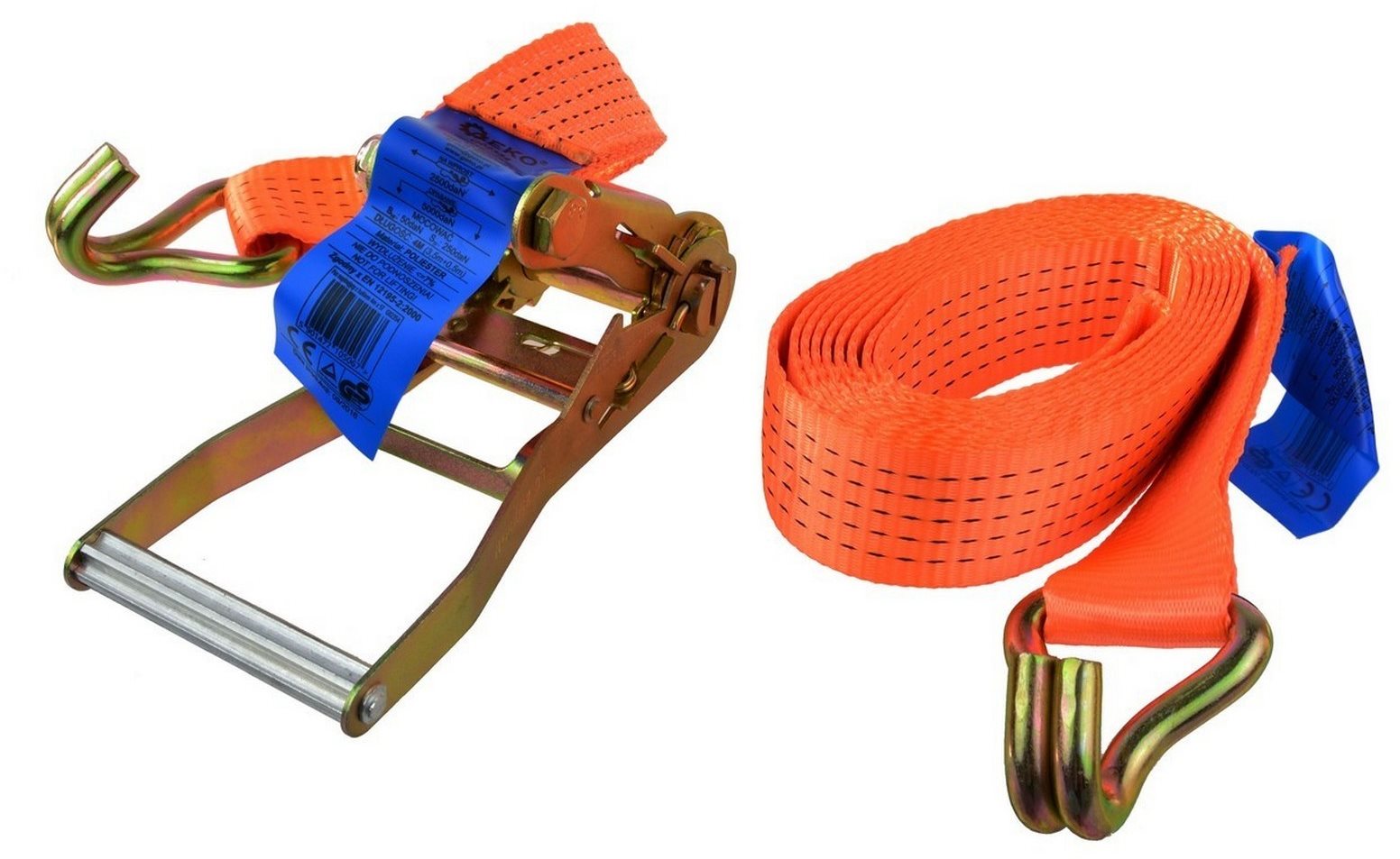 GEKO Popruh upínací s ERGO račňou a hákom, 4 m/5 t/50 mm